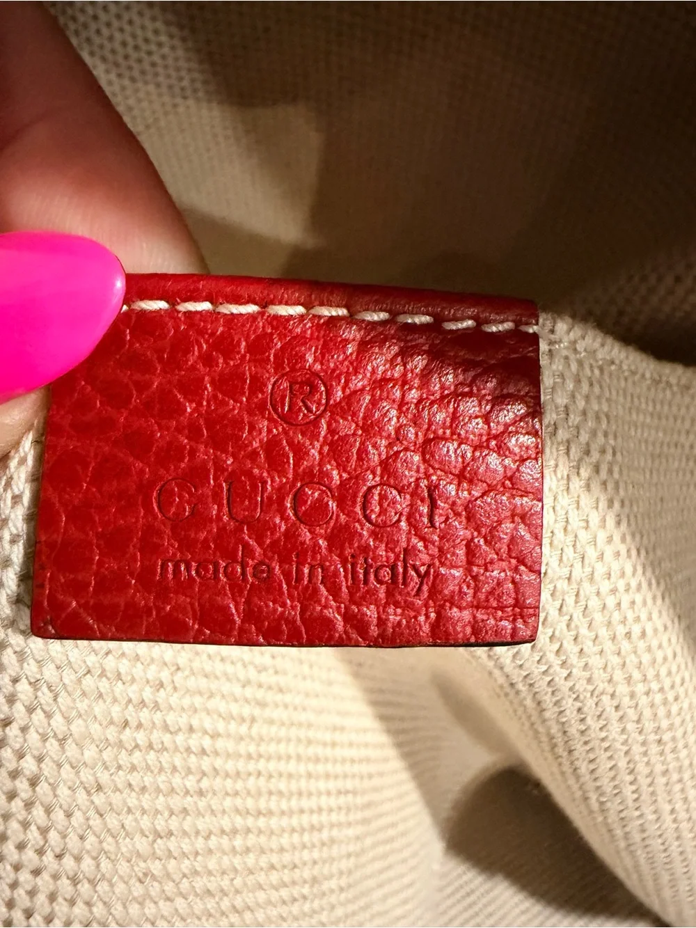 GUCCI *LIKE NEW* Red & Black Leather Mini Backpack & Gold Chain - W/ Dusty